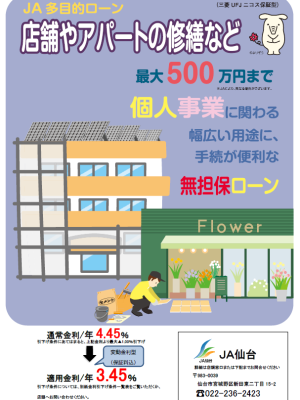 ＪＡ多目的ローン（店舗やアパートの修繕など）