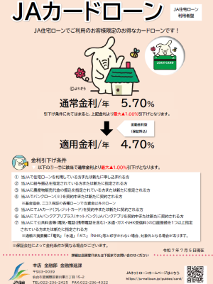 JAカードローン（住宅ローンカード利用型）